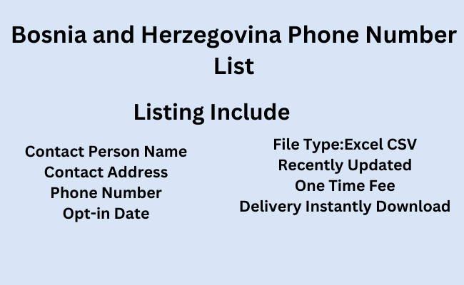 Bosnia and Herzegovina Phone Number List